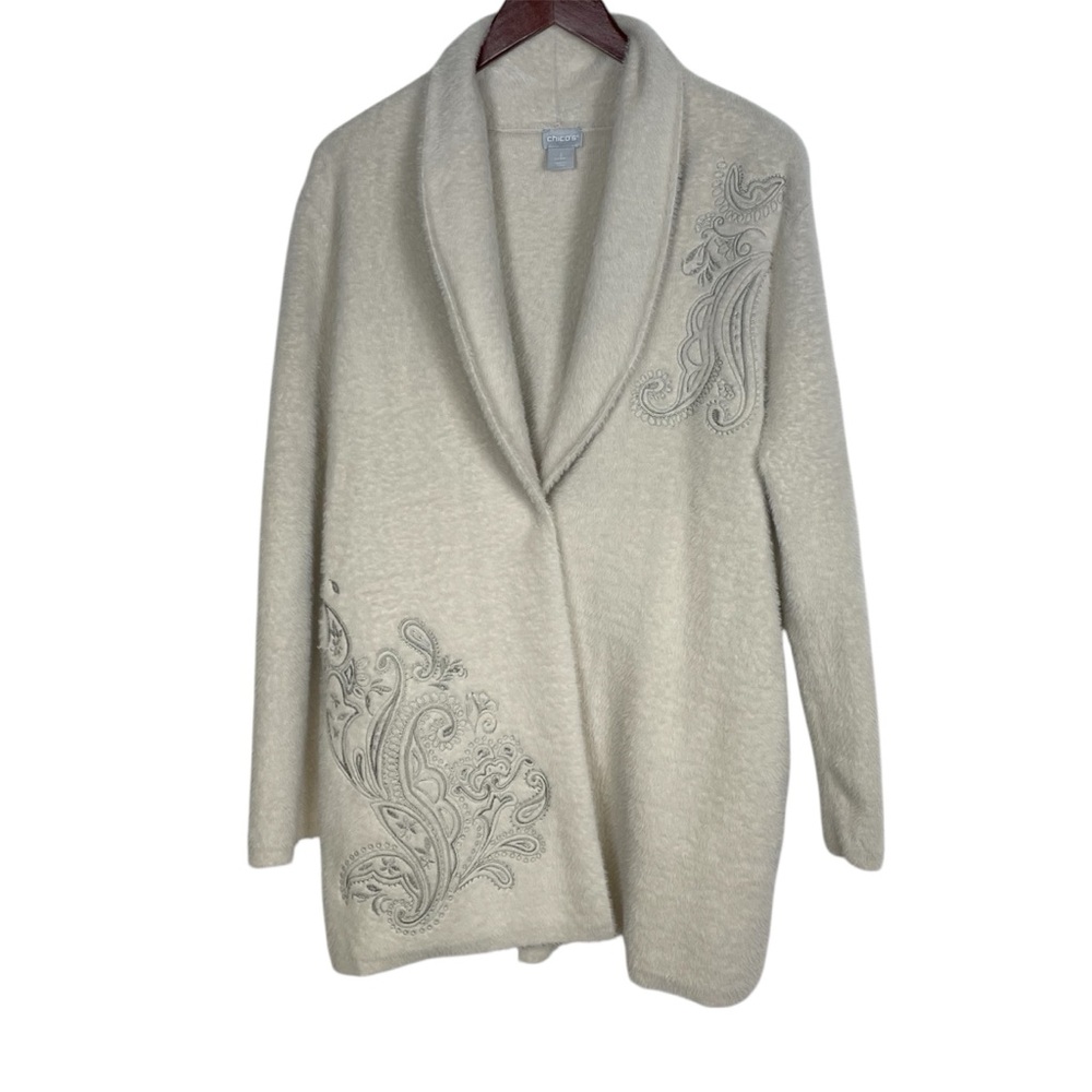 Chico's Embroidered Cardigan Jacket Sweater